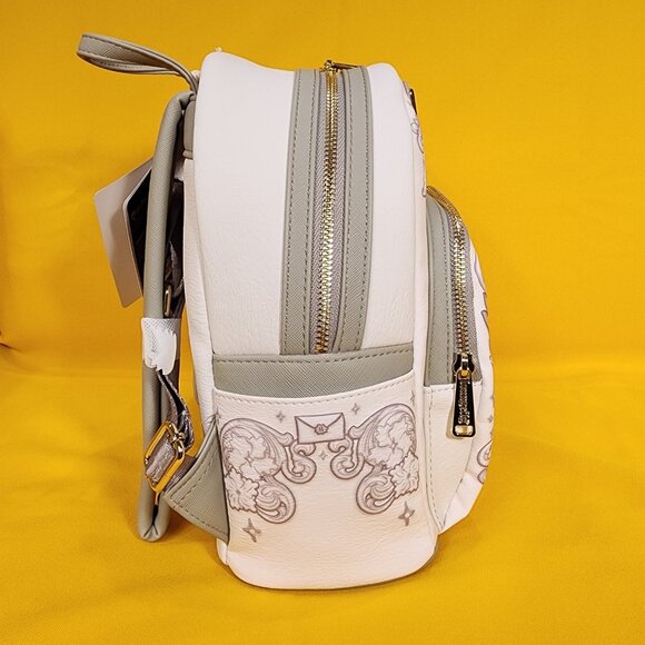 Loungefly Harry Potter Hedwig Owl Ornamental White Grey Embossed Mini Backpack - Picture 4 of 10